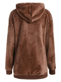 Side Pockets Faux Fur Hoodie with Zipper