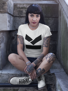 Women's short sleeve T-shirt with printed black K logo