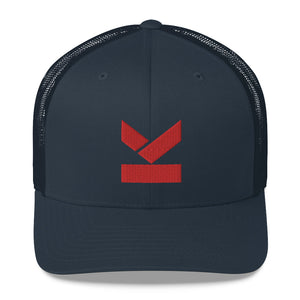 Limited Edition Red logo snapback hat with curved peak .