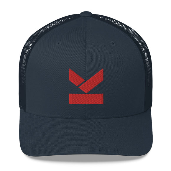 Limited Edition Red logo snapback hat with curved peak .