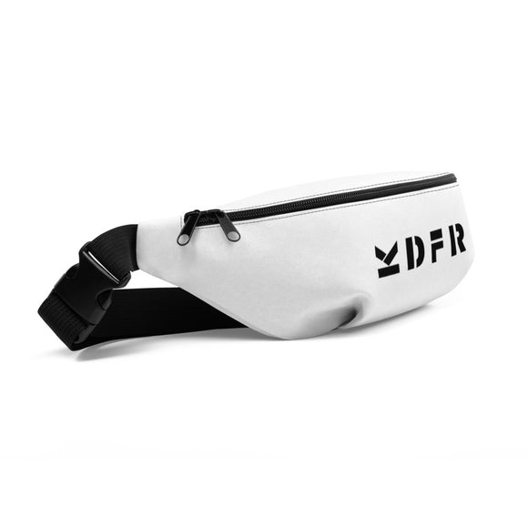 KDFR White with black logo cross body bags in 2 sizes.