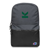 Kodish's waterproof backpack by Champion with green embroidered kodish logo.*(USA)