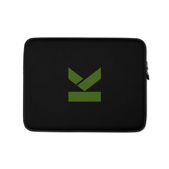 Laptop Sleeves in black with kodish clothing green logo 13' & 15