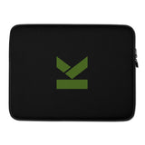 Laptop Sleeves in black with kodish clothing green logo 13' & 15"