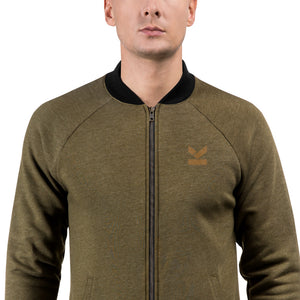 Kodish bomber jacket warm and lightweight in Heather Military Green with embroidered Gold Logo *(Fulfilled in the USA)