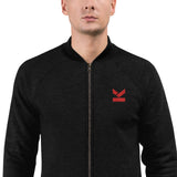 Bomber jacket warm and lightweight in black with embroidered red Logo *(Fulfilled in the USA)