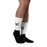 K socks white with black logo unisex.