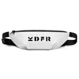 KDFR White with black logo cross body bags in 2 sizes.