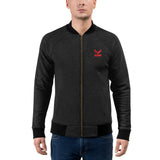 Bomber jacket warm and lightweight in black with embroidered red Logo *(Fulfilled in the USA)